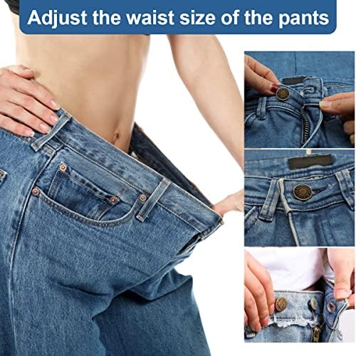 Zamjena gumba 6pcs Jeans, savršeno postavljanje Instant gumba Podesive metalne hlače zatezanje metalnih hlača,