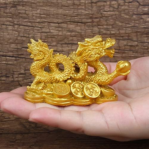 Yodoollyly Feng Shui Dragon Statue - Kineski zmaj na drevnim novčićima Figurini ukras privlače bogatstvo
