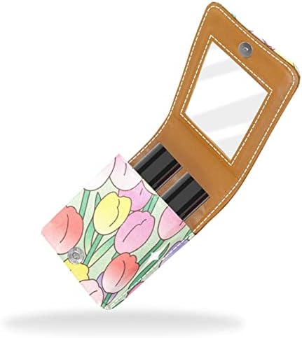 ORYUEKAN Mini torba za šminkanje sa ogledalom, torbica za kvačilo od umjetne kože, Lala Spring Cartoon Flower