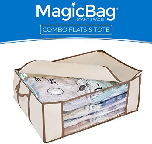 Magicbag 4-pakovanje Velike ravne vakuumske vrećice sa jumbo tate - Instant Space Saver Storage - Air Indight Dvokrevetni patentni zatvarač - Under Podeljeno, čarape, beba i dječja odjeća, Jastuci - Početna organizacija
