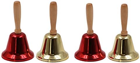 Aboofan 4pcs Božićna metalna zvona Zlatne crvene santa ručne ruke za večeru Servisni poziv zvona za praznike za odmor
