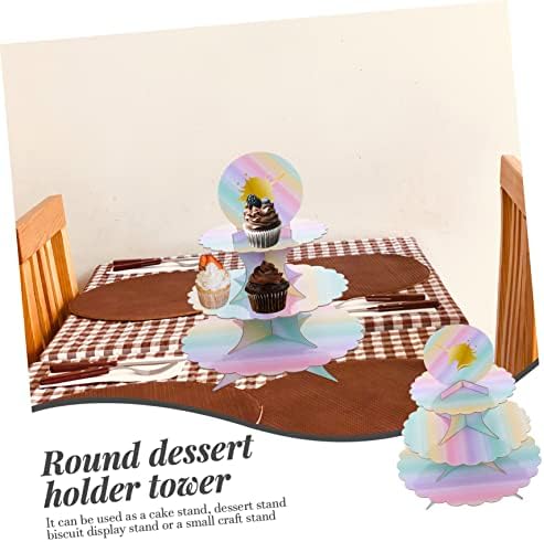 Prettyzoom 5pcs Cupcake ladice Dečije dečije | Troslojni devojčice Guike karton za rođendanski prikaz koji služi dugina pribor Tower Baby Plate Okrugli kolač