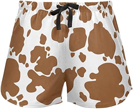Oarencol Brown Bijele kravlje ženske pidžame kratke hlače Vintage životinjski kožni salon za spavanje sa džepovima S-XXL