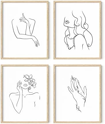Minimalistički linijski umjetnički printovi Set od 4 autora Haus i nijanse | estetski Posteri,