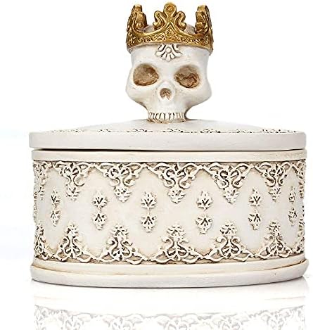 Aevheal Doma Dekoracije Crown Skull Bedside za skladištenje kutija za kreativnost Završna kutija za skladištenje desktopske kutije Ornamenti Little Thing Pokloni 8 5,5 7,5cm, bijelo