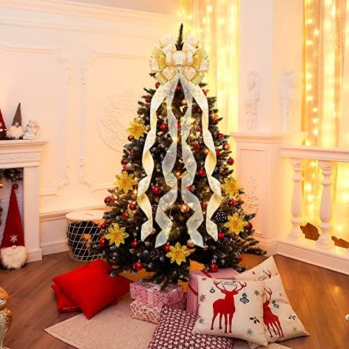 Dingion božićni stablo određuje 52 inčni božićni stablo i božićno sjaj Poinsettia cvijeće veliko ukrasno viseće luk božićno drvce ornamentixmas Dekor za odmor