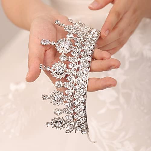 Wekicici Queen Tiaras Crown Silver Bridal Rhinestone Crown Baroque Crown Crystal Wedding Prom Pageant