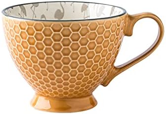 Colias Wing 12 Oz Relief Series Jedinstveni saće dizajn Keramički čaj za čaj za kavu Espresso šoljački putni škrto-žuti i bijeli