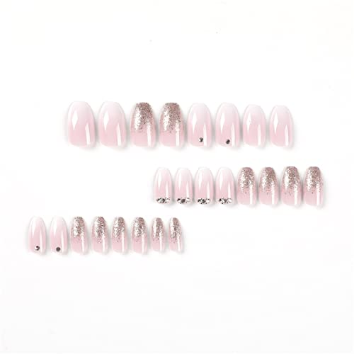 Gradient Pink Glitter False Nails Full Cover kratka presa za kovčege na noktima sa lepkom za žene i devojčice Nails Art 24kom