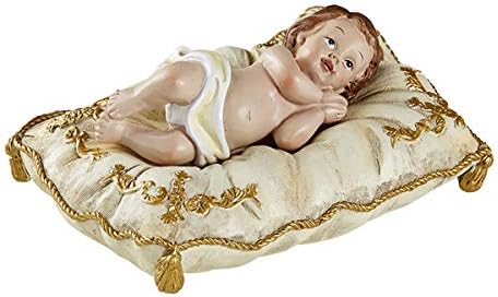 Dojenčad Baby Isus na bijelom jastuku Resin božićna figurica, 5 inča