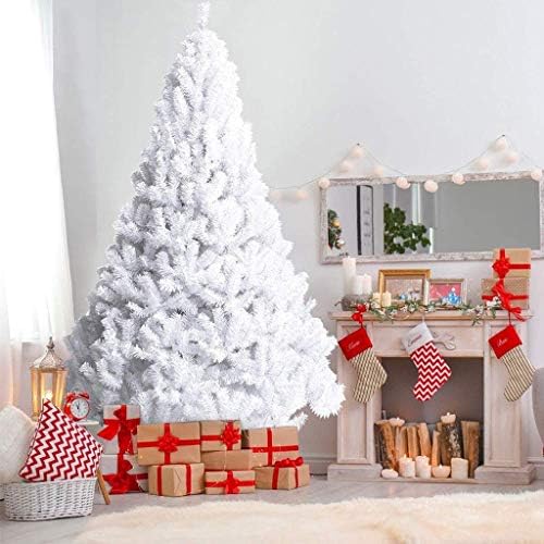 Zmdza White božićno drvce, umjetno božinsko drvo borovo drvo s metalnim nogama savršenim za unutarnji i vanjski odmorski ukras