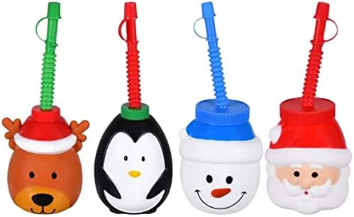 BS Trgovina BSS dječje božićne plastične šalice sječi sa slamkama - snjegović, remen santa i penguin - set
