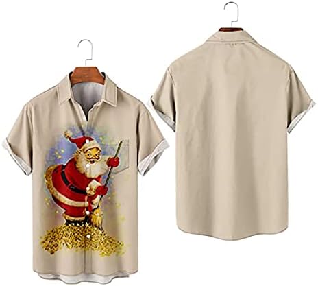 Wybaxz 2022 Božićne muške 3D digitalni ispis džep kopča reverl majica kratkih rukava majica
