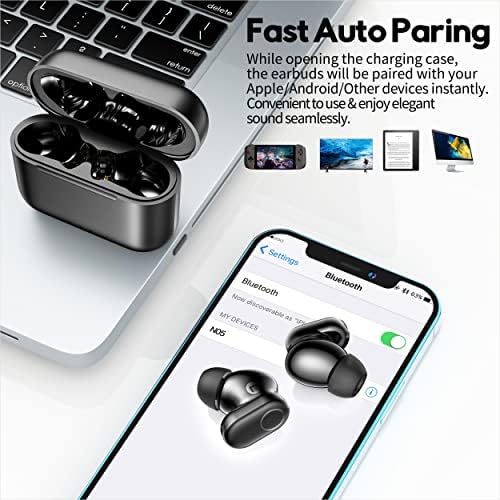 Wilbur bežične slušalice sa aktivnim poništavanjem buke, Bluetooth slušalice za uši Immersive Deep Bass ENC slušalice, IPX5 vodootporni jasan poziv sa 4-mikrofonskim ANC slušalicama kompatibilnim za iPhone i Android,za vježbe