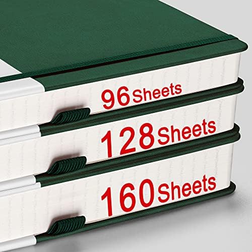Ahgxg Bullet tačkasti časopis - 320 numerisanih stranica Dot Grid Notebook A5 debeo dnevnik, papir sa tačkama debljine 100gsm, kožni Tvrdi povez, unutrašnji džep, 5.75 × 8.38 - zelena