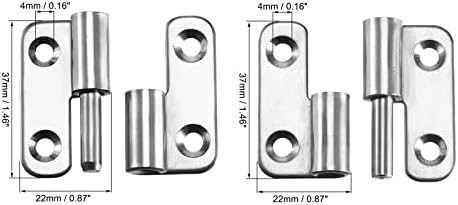 Uxcell Lift s šarke Mini od nehrđajućeg čelika odvojivi klizanje Zglobne šarke 37 mm Duga 33 mm otvorena širina 2pcs lijevo i 2pcs desno