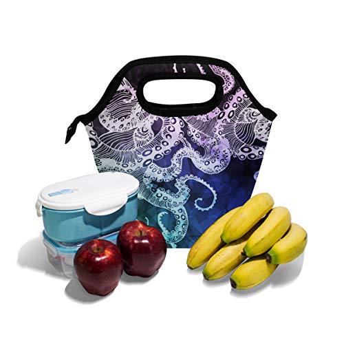 Alaza izolovana torba za ručak Freezable Lunch Box za djecu žene djevojčice dječaci i muškarci, apstraktna Octopus Cooler Prijenosna torba za ručak sa patentnim zatvaračem za piknik u radnoj školi