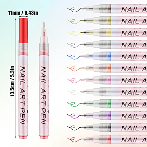 12kom 3d nail Art olovke Set, Nail Art olovka za crtanje Nail Art olovke manikir Poljski alati za farbanje noktiju DIY Nail Art Beauty