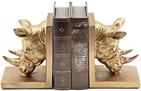 Bellaa 21800 dekorativni ukras za knjige Kućni dekor Cool Rinocer Retro knjiga završava industrijski rustikalni Vintage Stil zlatne statue police za knjige 7 inča