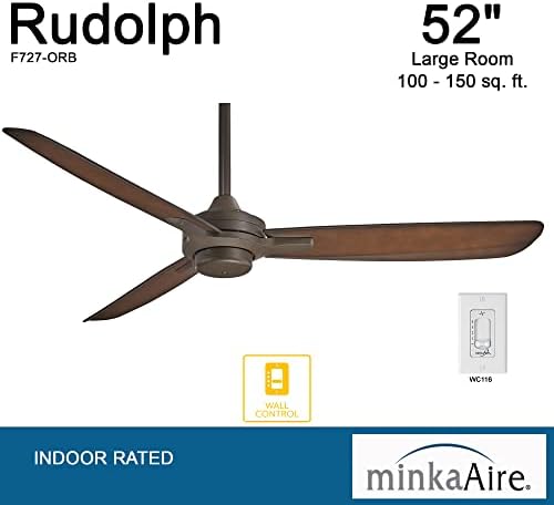 Minka-Aire F727-Orb Rudolph 52 inčni stropni ventilator u ulju trljani brončani finiš s noževima duhana