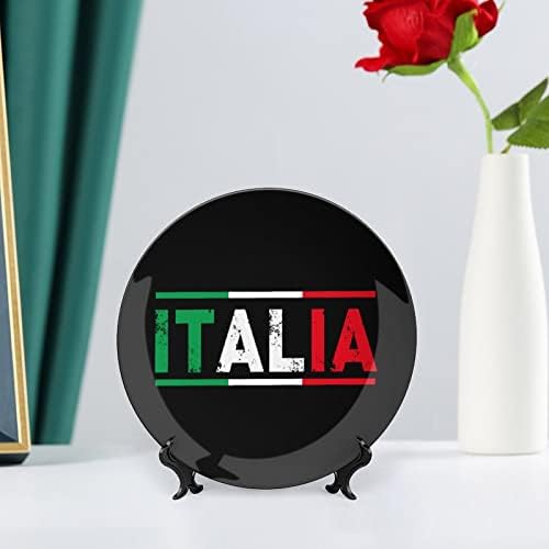 Italija Flag Personalizirana kost Kina Prilagođena keramička ukrasna ploča Početna Okrugla ploča sa štandom ekrana 7inch
