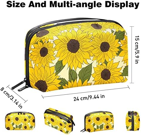 Prekrasna torba za šminkanje suncokretovog uzorka za torbicu Prijenosna torba za organizatore putovanja