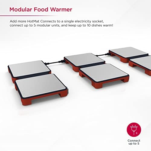 Hotmat Connect posuda za grijanje hrane-sklopiva sa silikonom i podesivom temperaturom-modularna kompaktna ploča za zagrijavanje za kućne večere, zabave i bifee-siva, 2-Dish