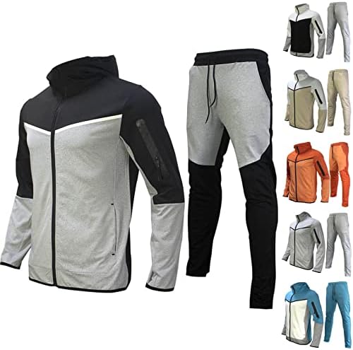 Men Casual Trackiots setovi, Muška kapuljača puna zip jakna od jakne elastična struka nacrtač jogging džemper