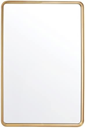 HBCY Creations zlatno pravougaono zidno ogledalo, 24x36 zlatno ogledalo za kupatilo sa crnim okvirom za dnevni boravak, ulaz, porodična soba