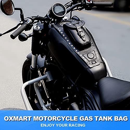 OXMART torba za rezervoar za gas za motocikle, zakovica PU kožna torba za gorivo, centralna torbica za