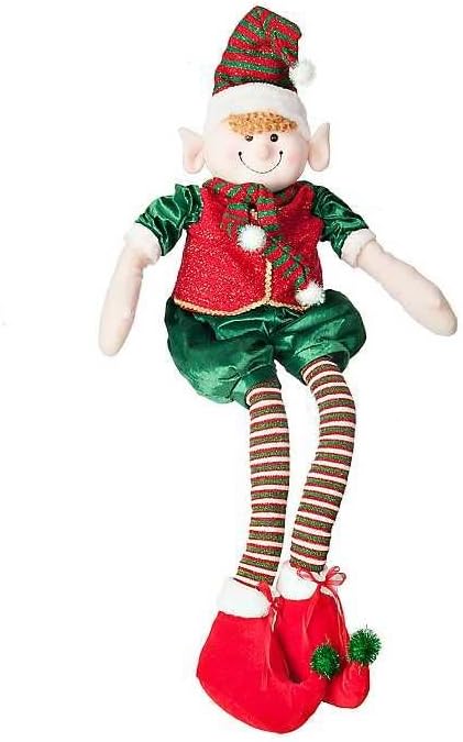 Božić Elf polica Sitter sa visećim nogama Vilenjaci Santa pomagač sjedi snjegović Božić kamina ukras