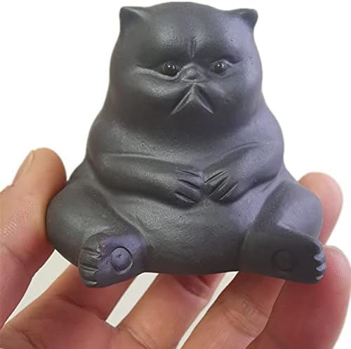Slowtee Purple Clay Tea Pet Samll Angry Cat Figurice, Slatki Kung Fu Čajni zanati za čajnu sobu
