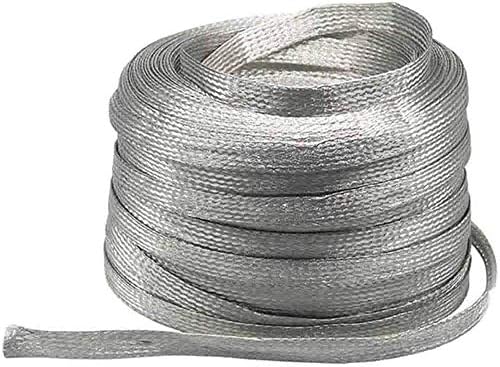 Nianxinn Copper Braid Wire Flat Kalajisani bakar pleteni kabl 3m / 9. 84ft gola Cu metalna pletena Navlaka za uzemljenje žica za izradu nakita visoke fleksibilnosti