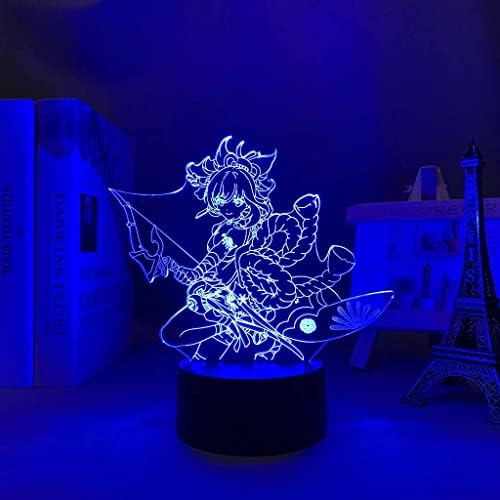 RYUSA Genshin Impact Yoimiya 3d Illusion LED noćno svjetlo, 16 boja stolna lampa za uređenje doma rođendanski