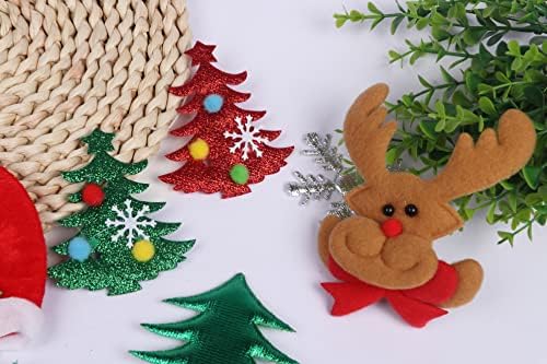Yycraft asoorted 50pcs božićne podstavljene aplikacije za šivanje, božićno stablo Snowflake snjegovića miks za obnavljanje uljepšavanja i ukrasa za božićne zabave