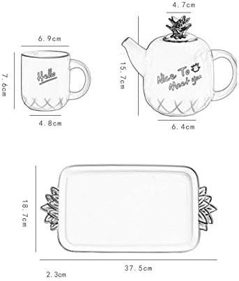 Lepsjgc Creative keramičke čaše za kafu Oblik ananasa Hladna čajnik Postavite kućni čaj set Cute