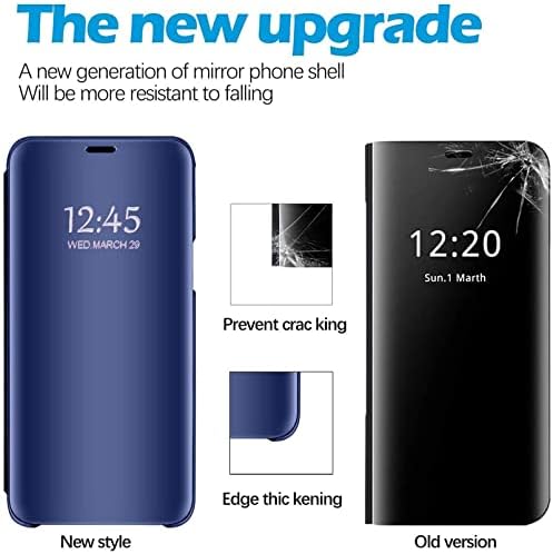 S8 Plus kožna futrola kompatibilna sa Samsung Galaxy S8+ Plus futrolom za telefon Clear View ogledalo za šminkanje Flip Cover, S8+ futrola sa postoljem otporan na udarce zaštitni poklopac za Samsung S8 Plus 6,2-inčni