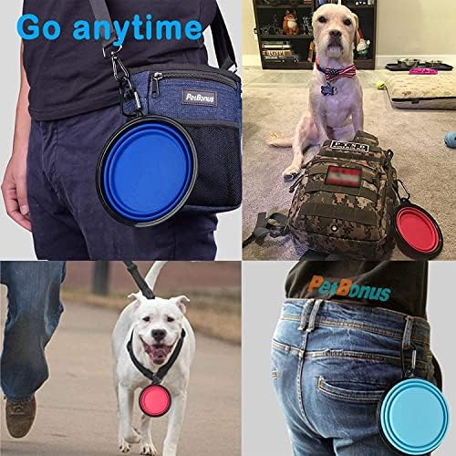 PetBonus 2-Pak silikonske sklopive zdjele za pse, BPA bez perilice posuđa, Prijenosna sklopiva