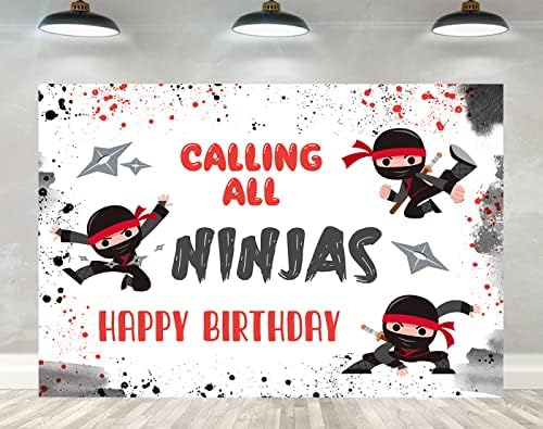 Ticuenicoa 5×3ft Ninja pozadina za rođendan Ninja ratnik Japan Katana Samurai pozadina fotografije dječaci ukrasi za Baner za 1. rođendansku zabavu za rekvizite Ninja foto studija