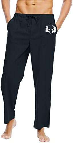 Duks za muške plus veličine čvrste pamučne posteljine jogger hlače čipke udružene elastične pojaseve džepove sportske casual pantalone