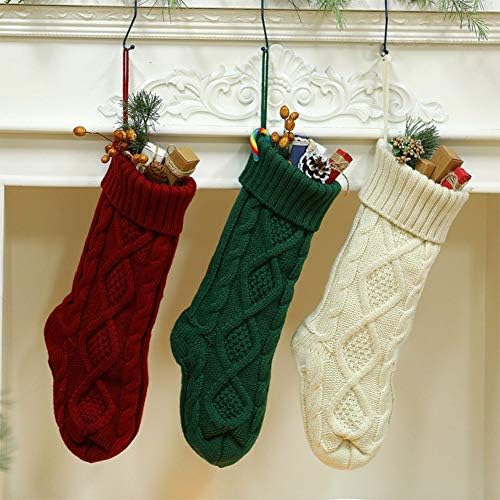 Meiosuns Božićne čarape Kabeli pletene čarape Božićne ukrase Goodie torbe poklon kamin Xmas Tree Shamber