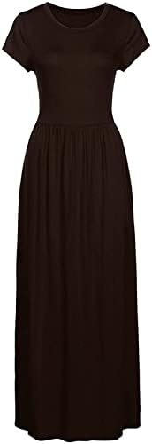 Fwflyway Ljeto Maxi haljina za žene 2022, kratki rukav dugačak haljina Empire struka na plaži za sunčanje haljina