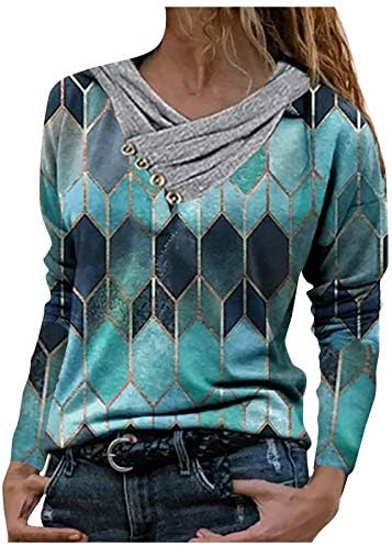 Bluze Beibeia za žene modni rever geometrijski dugi rukav ležerni patentni patentni zatvarač, multi-obojeni