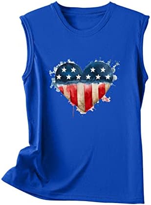 4. jula Tenk TOP ženske američke zastave SRCE grafički tees USA zvijezde Striped majica bez rukava bezvika