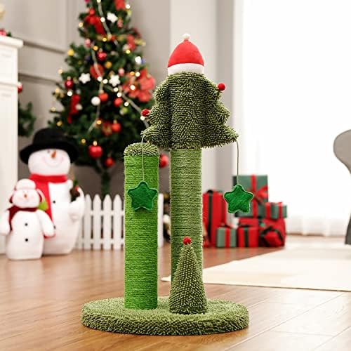 IULJH svečani mačji stub za grebanje kaktus toranj sa drvetom od sisala sa užetom za mačke penjački okvir sa božićnim ukrasom