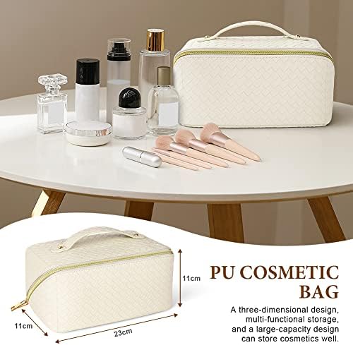 Aucuu Premium PU putna torba za kozmetičku torbicu, slojevita kozmetička torba velikog kapaciteta,