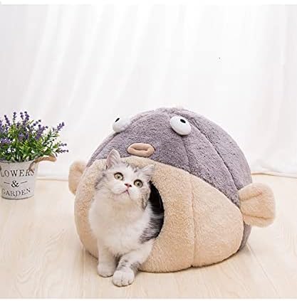 Zgusnuta kuća za mačke u obliku ribe-krofna za pse - Mat jastuk za krevet za kućne ljubimce za kućne ljubimce