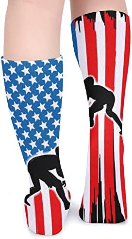WEEDKEYCAT Wrestling američka zastava debele čarape novost Funny Print grafički Casual toplo Mid