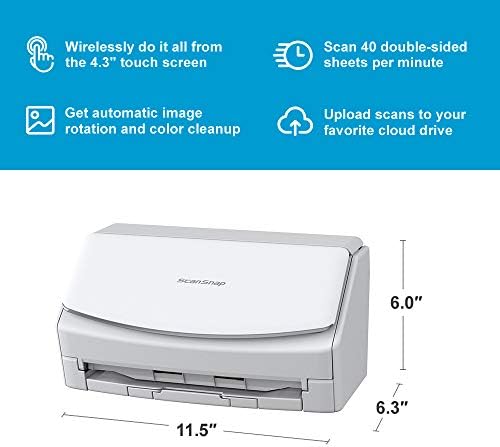 Fujitsu ScanSnap Ix1600 Wireless ili USB High-Speed Cloud omogućen dokument, fotografija & amp; prijem skener sa velikim Touchscreen i auto document Feeder za Mac ili PC, bijeli, srednji