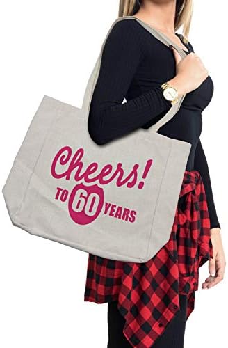 Ambesonne torba za kupovinu za 60. rođendan, tema za ispijanje zabave sa sretnim veselim riječima Print fraze,